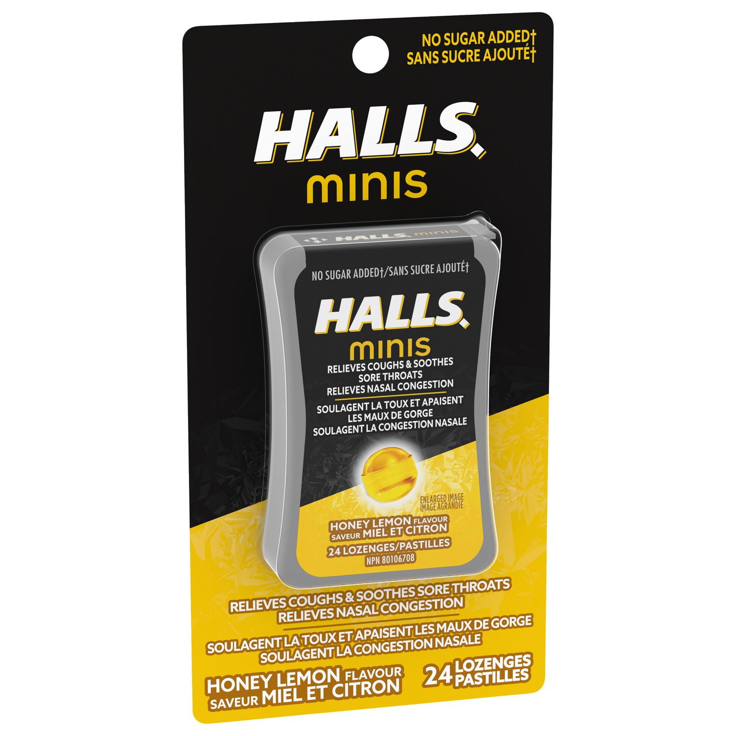 Halls mini, sans sucre ajouté, pastilles à saveur de miel et citron, mentho-lyptus 24 Pastilles