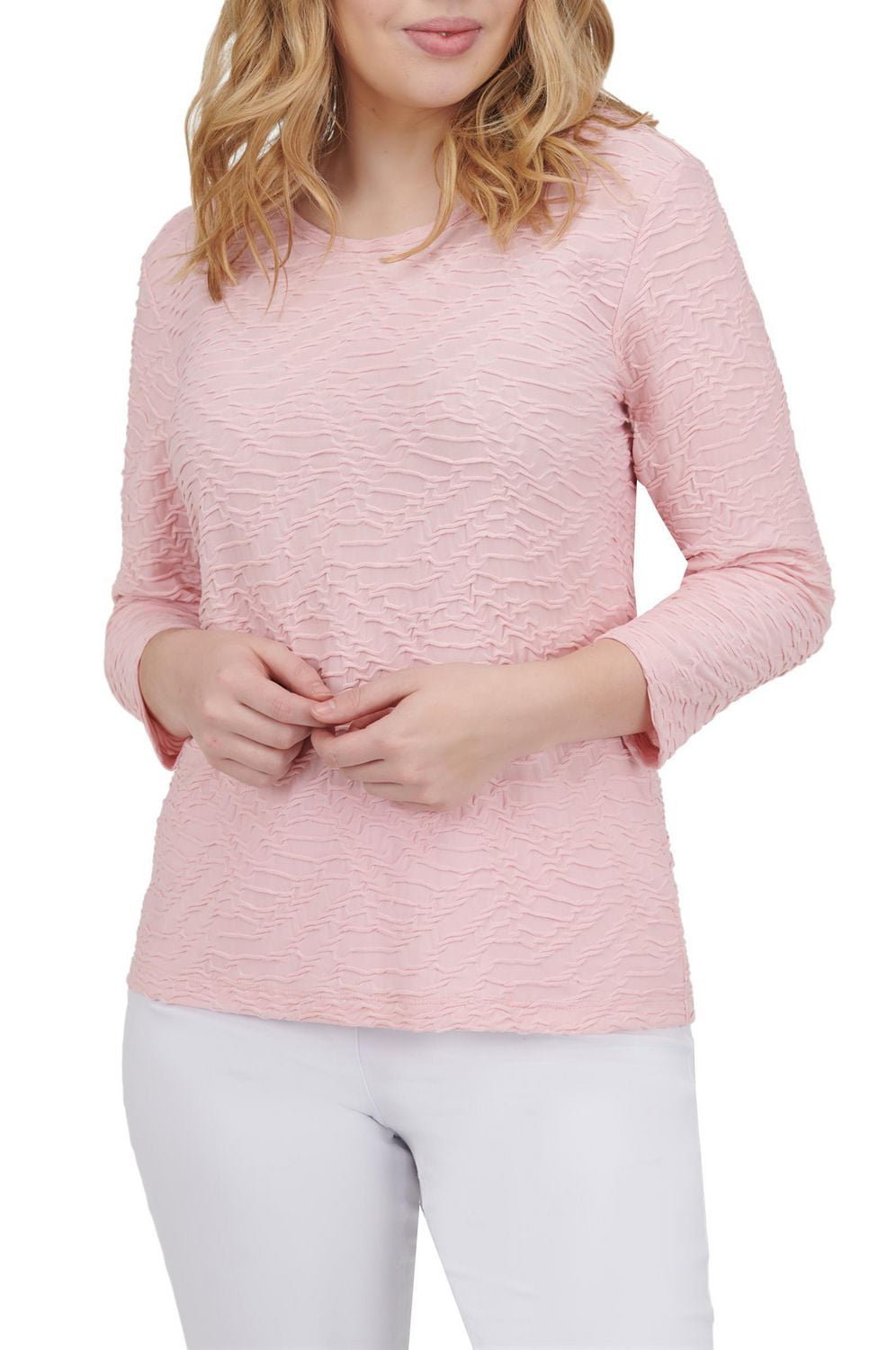 Alia Women's Solid Ripple Knit Top