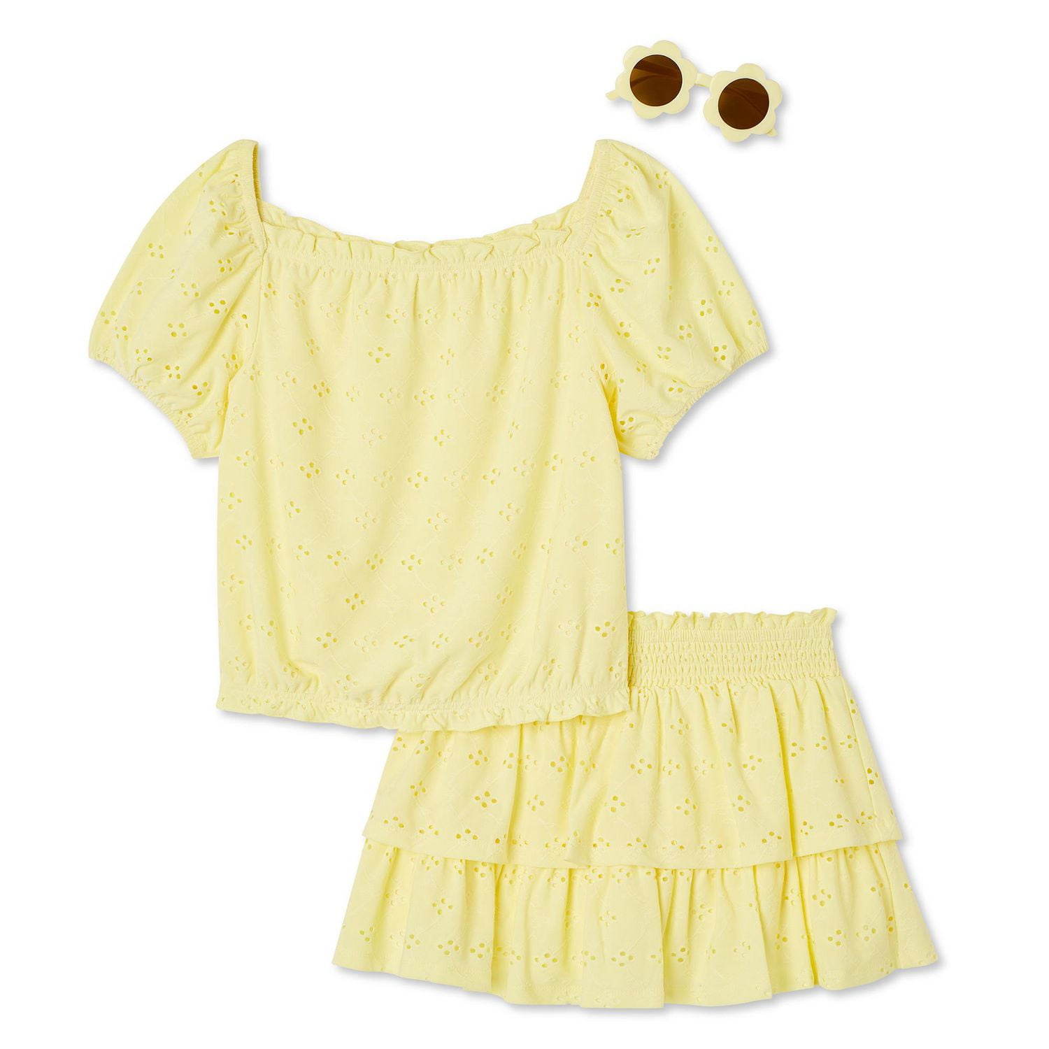 George Girls' Eyelet Skirt 3-Piece Set