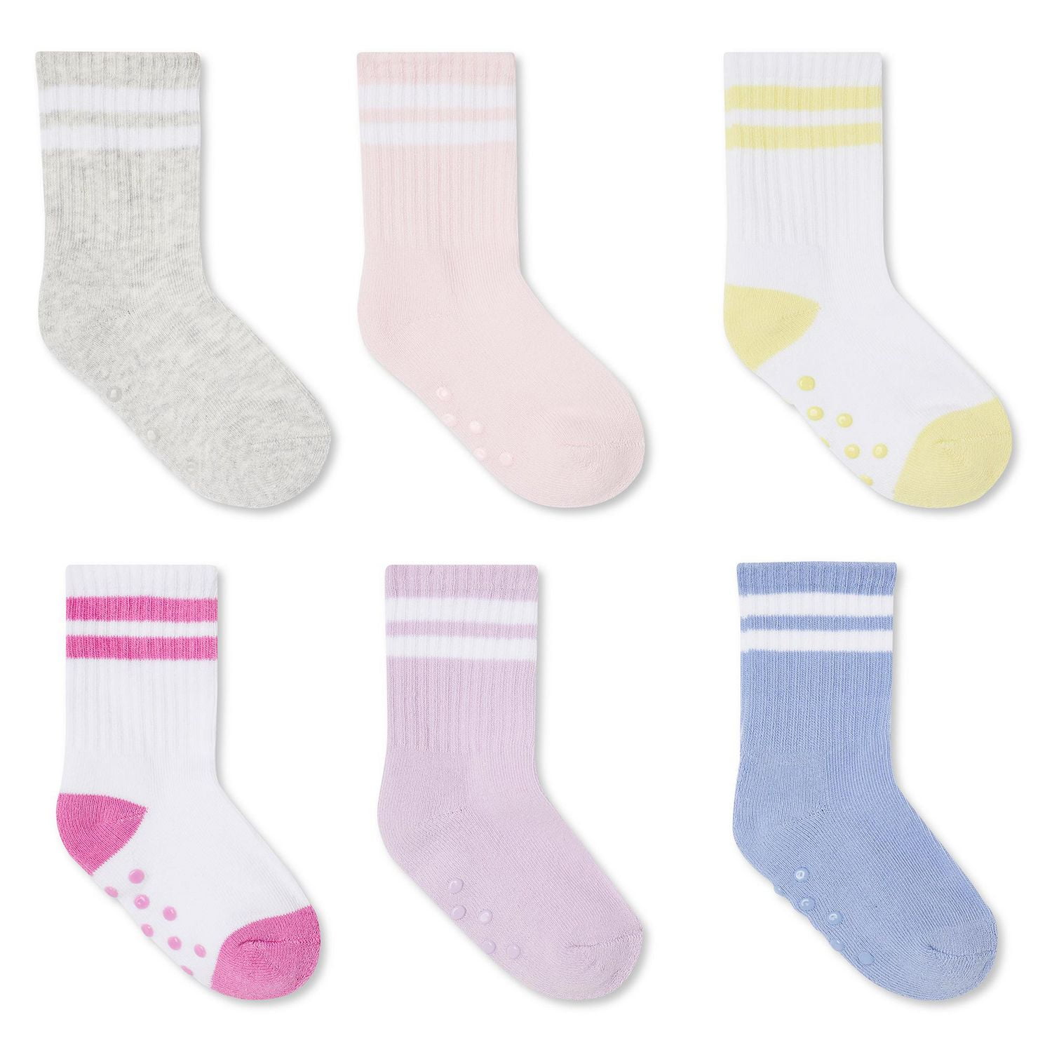 George Baby Girls' Sporty Crew Socks 6-Pack