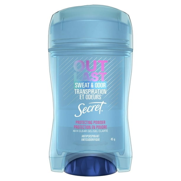 Antisudorifique et désodorisant gel clarté pour femmes Secret Outlast Moiteur et odeurs, parfum Protection en poudre