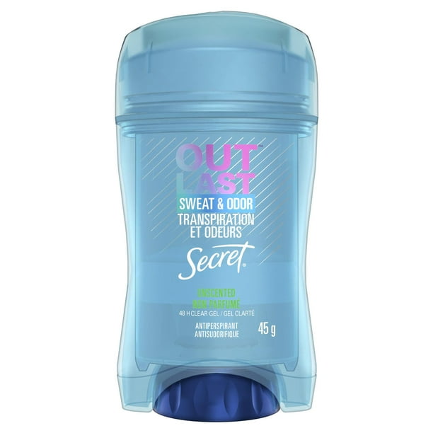 Antisudorifique et désodorisant gel clarté Secret Outlast Transpiration et odeurs pour femmes, non parfumé 45 g