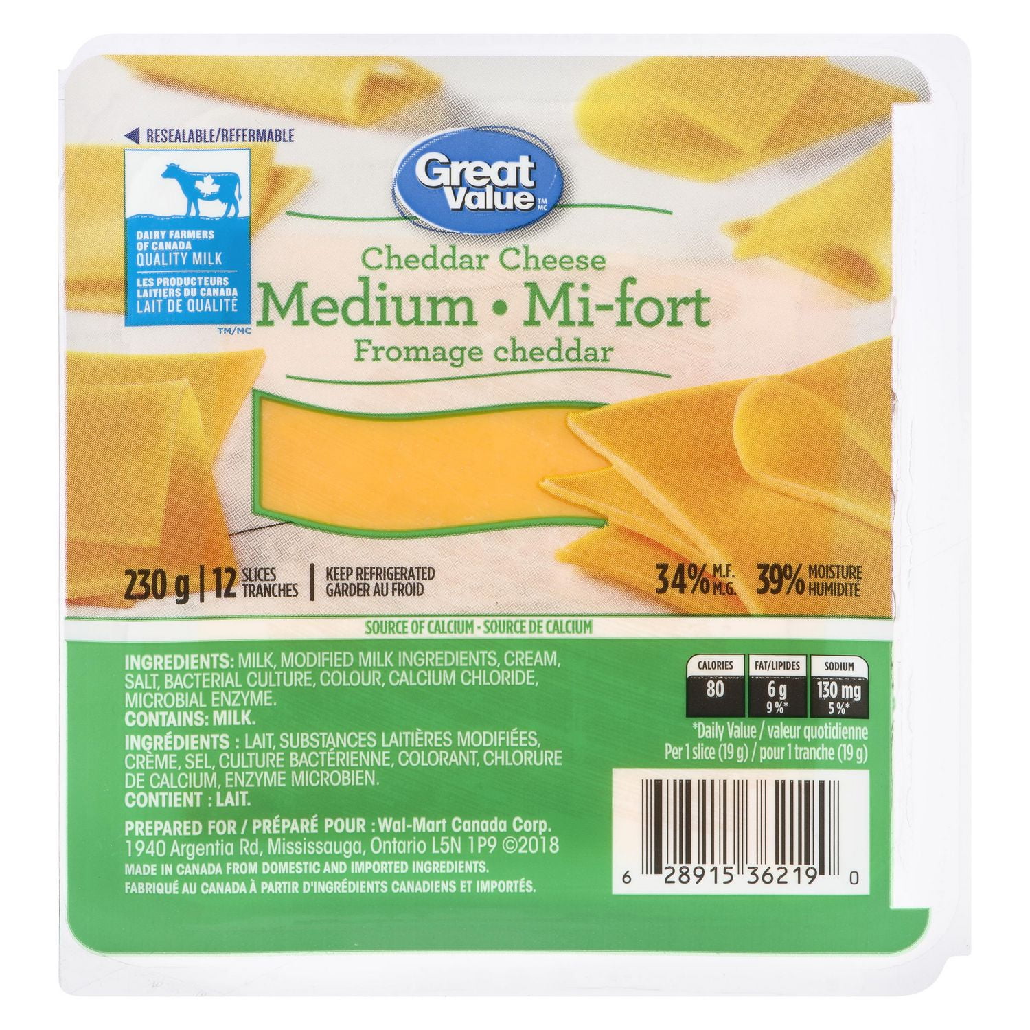 Buy Great Value Medium Cheddar Cheese Online Walmart Canada