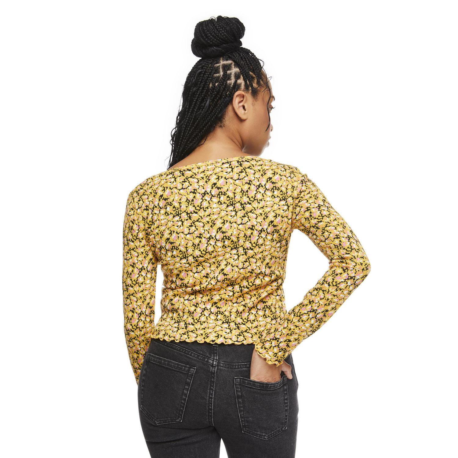 No Boundaries Women's Waffle Long Sleeve Tee