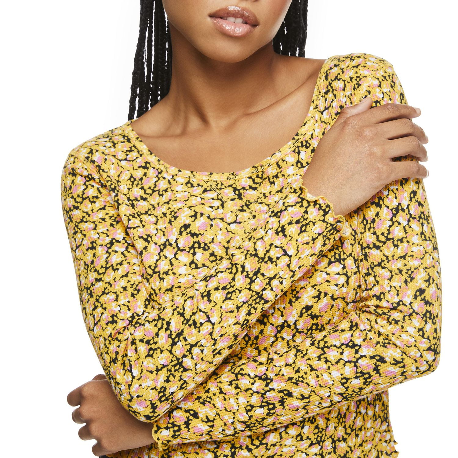 No Boundaries Women's Waffle Long Sleeve Tee