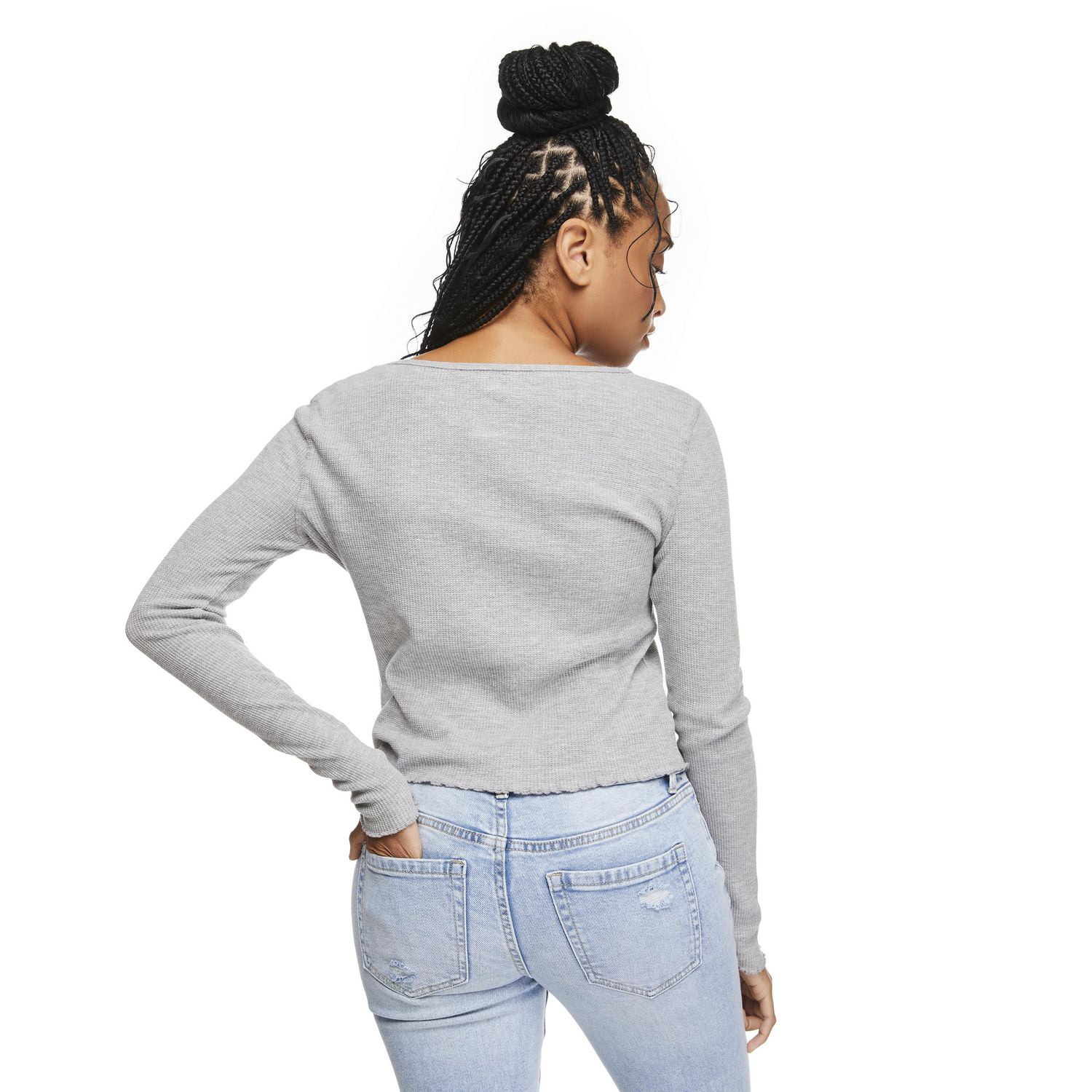No Boundaries Women's Waffle Long Sleeve Tee
