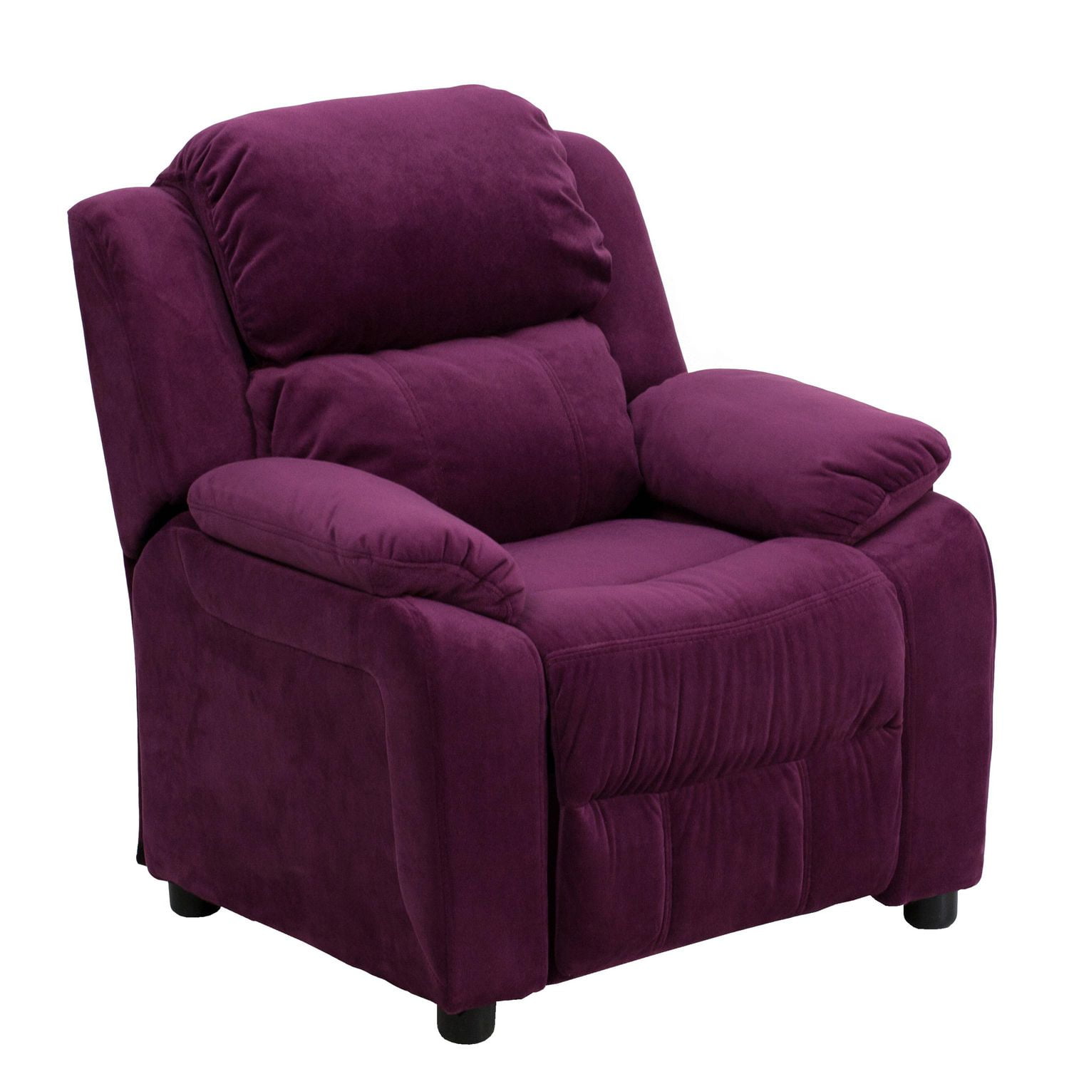 Deluxe Padded Contemporary Purple Microfiber Kids Recliner with Storage