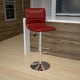 Contemporary Burgundy Vinyl Adjustable Height Barstool with Horizontal Stitch Back and Chrome Base – image 2 sur 9