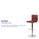 Contemporary Burgundy Vinyl Adjustable Height Barstool with Horizontal Stitch Back and Chrome Base – image 4 sur 9