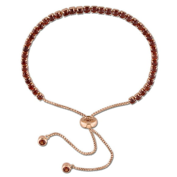 Bracelet bolo à gland Tangelo avec grenats 2,80 CT PBT en argent sterling plaqué de rhodium rosé, 5-10 po