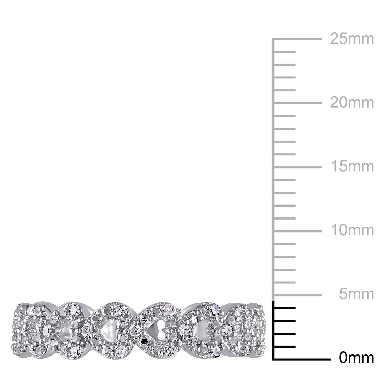 Bague multi-cœurs Miabella avec accents de diamants en argent sterling