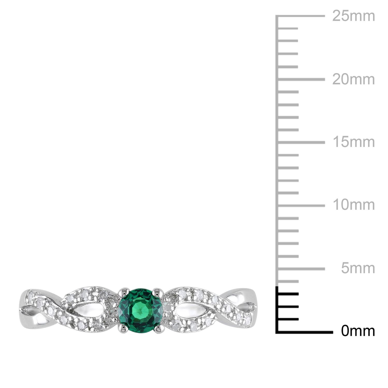 Bague entrelacée Tangelo avec émeraude synthétique 0,10 CT PBT et accents de diamants en argent sterling