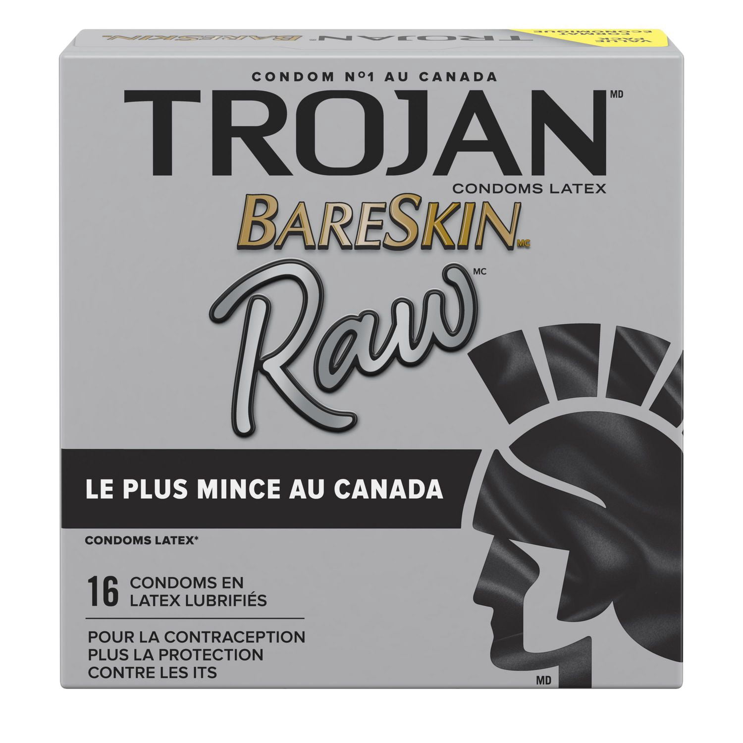 Trojan Bareskin Raw Lubricated Latex Thin Condoms, 16 Count