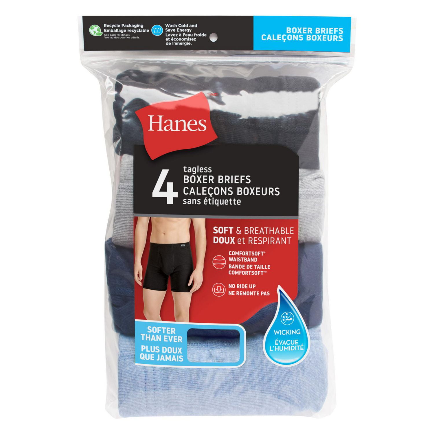 Hanes Men's Comfortsoft® Boxer Briefs, - Sizes S-XL - 4-Pack