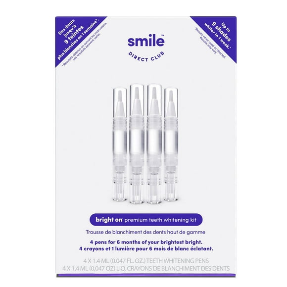 SmileDirectClub bright on Premium Teeth Whitening – 6-Month Supply (4 Teeth Whitening Pens), Brightens teeth