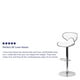 Tabouret de bar contemporain confortable en vinyle blanc à hauteur réglable avec dossier mi-hauteur et base en chrome – image 4 sur 9