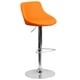 Tabouret de bar contemporain en vinyle orange à hauteur réglable avec siège baquet et base en chrome – image 1 sur 4