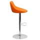 Tabouret de bar contemporain en vinyle orange à hauteur réglable avec siège baquet et base en chrome – image 2 sur 4