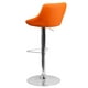 Tabouret de bar contemporain en vinyle orange à hauteur réglable avec siège baquet et base en chrome – image 3 sur 4