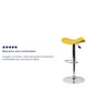 Tabouret de bar contemporain en vinyle jaune à hauteur réglable avec siège ondulé et base en chrome – image 4 sur 9