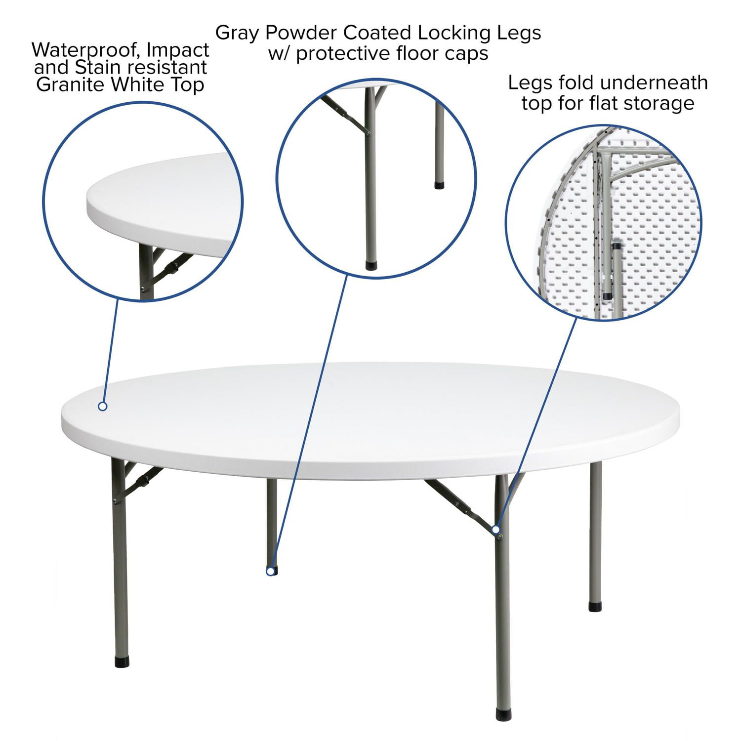 72 inch round folding table