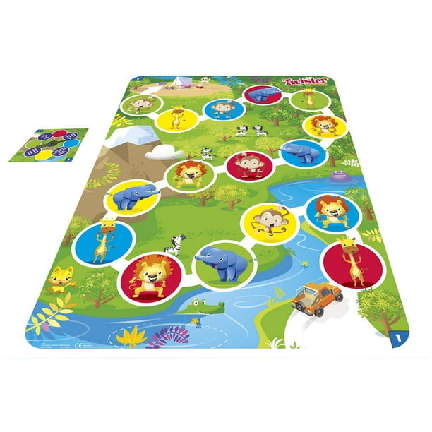  Twister Junior Game, Animal Adventure 2-Sided Mat, 2 Games in  1, Party Game, Indoor Game for 2-4 Players : Toys & Games