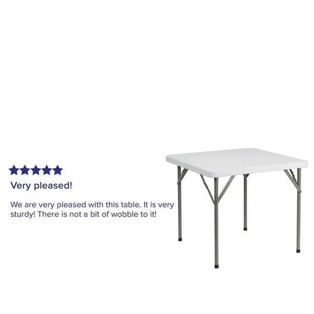 Table pliante carrée en plastique blanc granite 