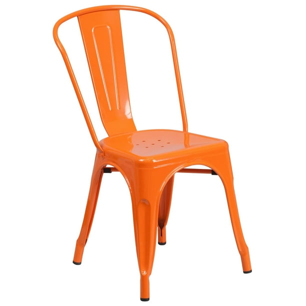 Chaise empilable pour l'intérieur et l'extérieur en métal orange