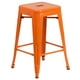 Tabouret à la hauteur de comptoir sans dossier en métal orange de 24 pouces de hauteur pour l'intérieur et l'extérieur avec siège carré – image 1 sur 9