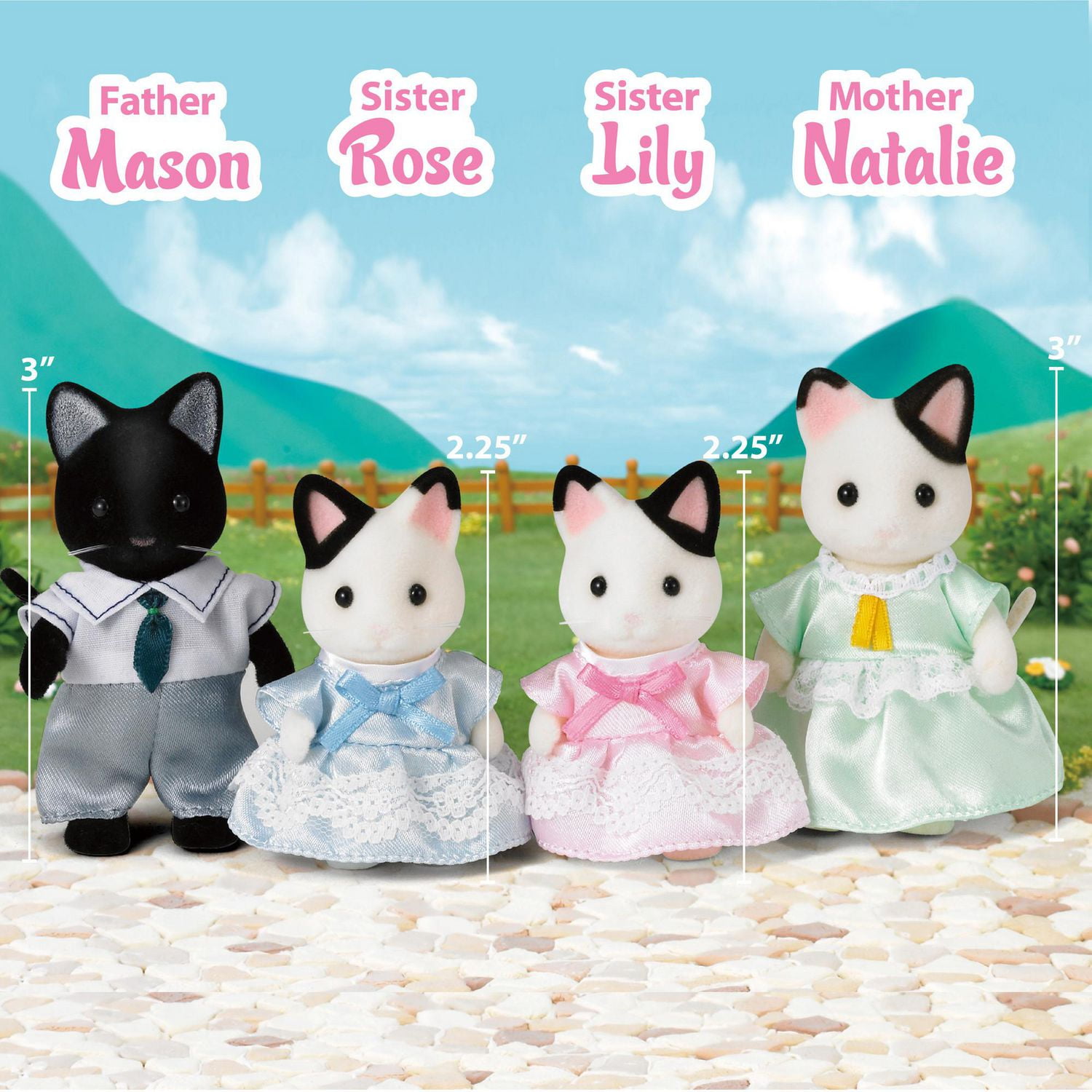 Calico Critters Tuxedo Cat Family, Set of 4 Collectible Doll