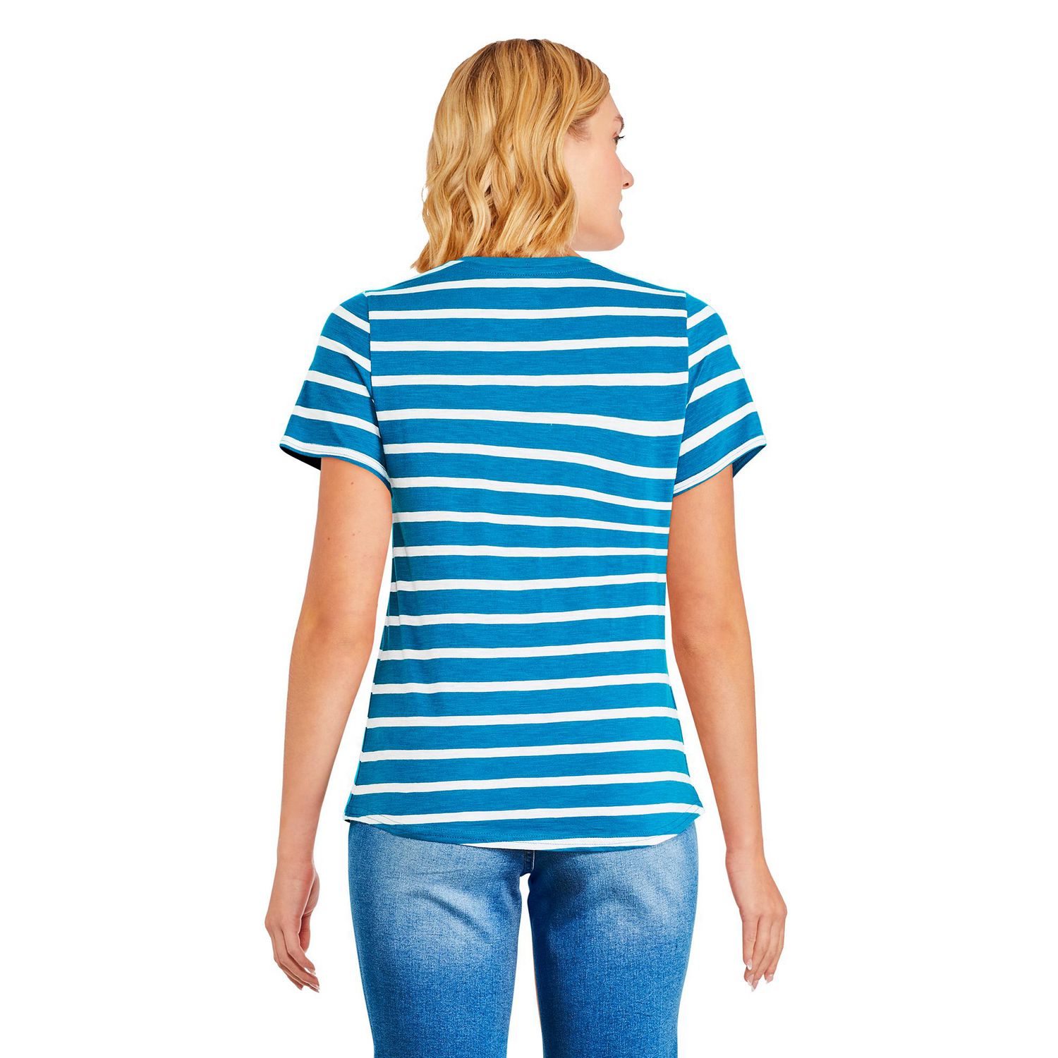 George Walmart Tee Women's Striped Size L 42-44 Lavander Short Sleeves
