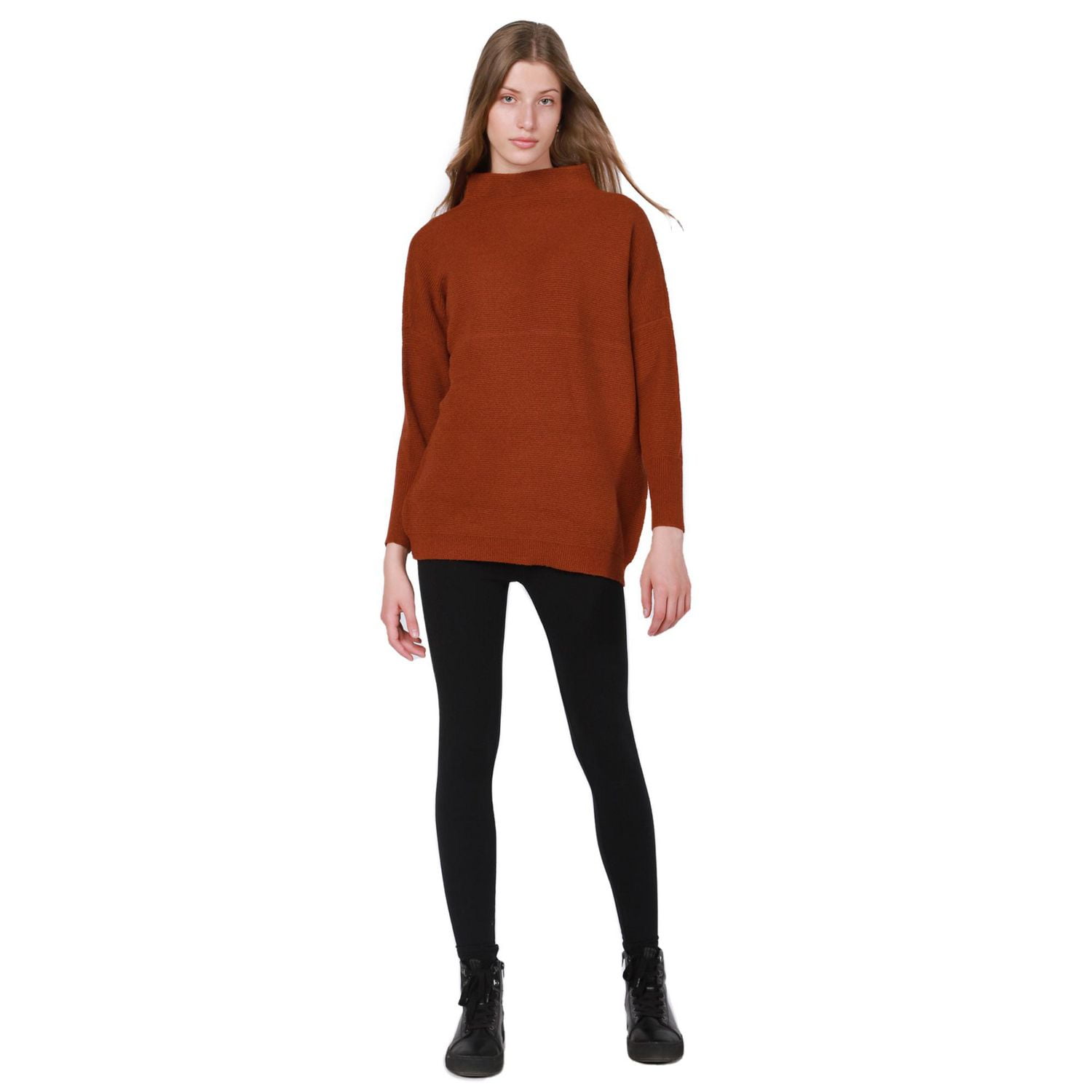 Long sleeve cotton blend, mock neck pullover sweater - Walmart.ca