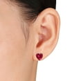 thumbnail image 3 of Tangelo 5.68 Carat T.G.W. Created Ruby Sterling Silver Heart Stud Earrings, 3 of 3