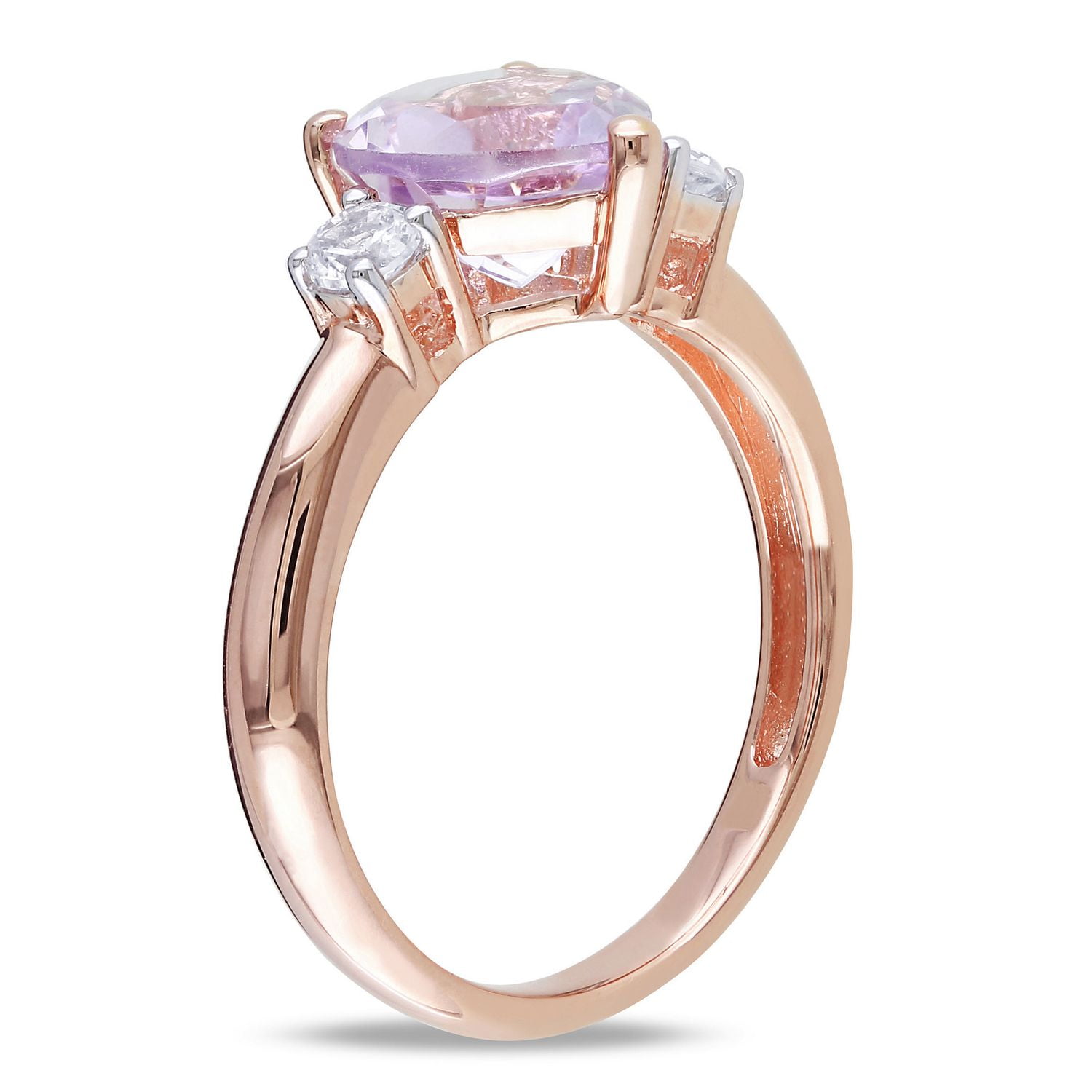 Tangelo 2 Carat T.G.W. Rose de France and Created White Sapphire Pink Rhodium Plated Sterling Silver Heart Ring