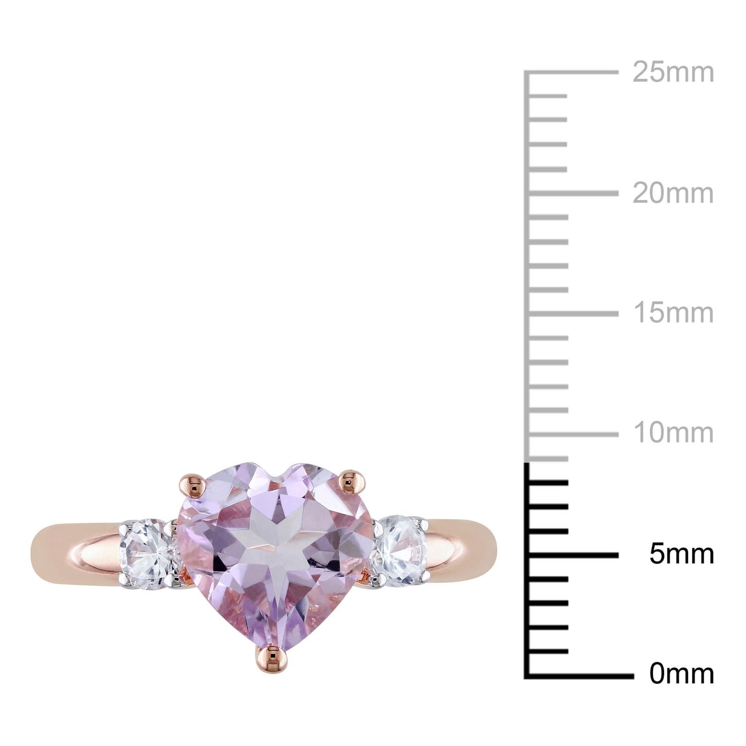 Tangelo 2 Carat T.G.W. Rose de France and Created White Sapphire Pink Rhodium Plated Sterling Silver Heart Ring