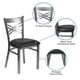 Chaise de restaurant en métal de la série HERCULES avec dossier en croix à enduit lustré - siège en vinyle noir – image 4 sur 9