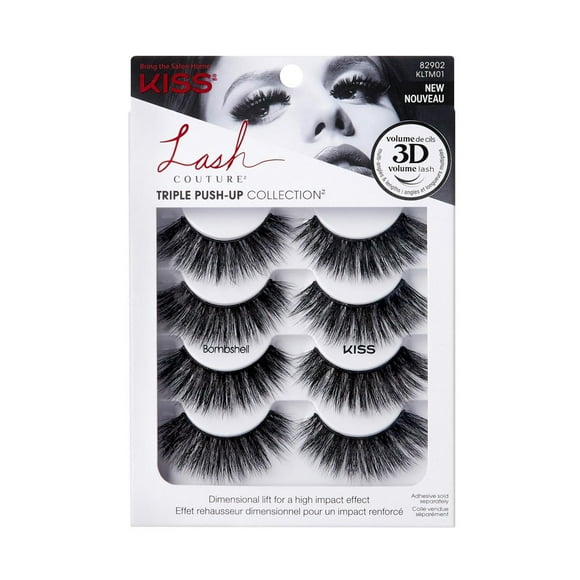 KISS Lash Couture Triple Push-Up Collection - Bombshell - 4 Pairs, Push-up false eyelashes.