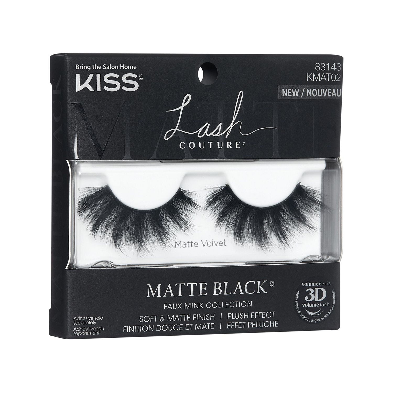 KISS Lash Couture Faux Mink Collection Matte Velvet 1 pair Full volume lashes. Walmart