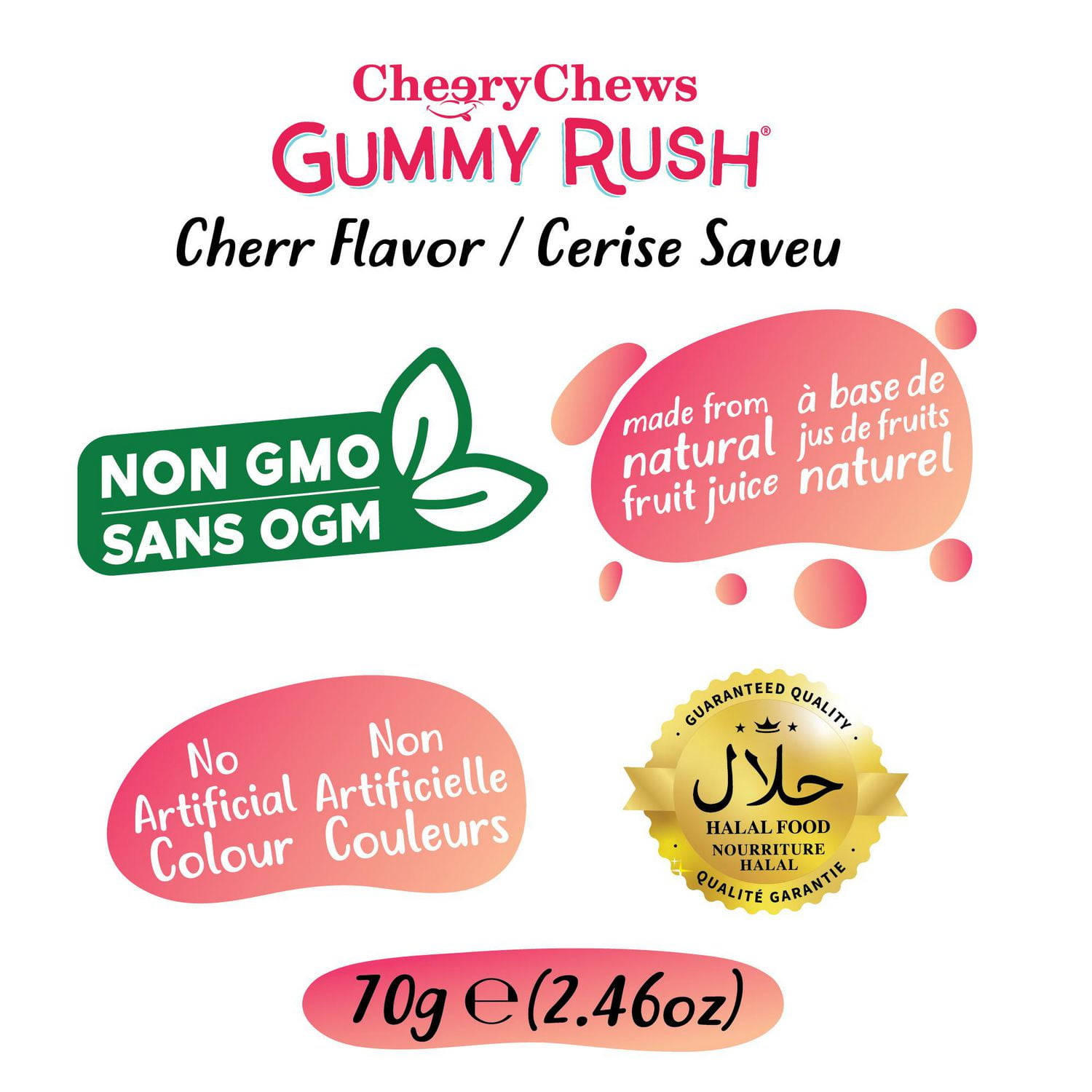 Gummy Rush - Fizzy Cherries 70g/2.46oz, Quantity - 70g/2.46oz