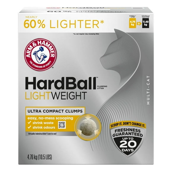 ARM & HAMMER Hardball Clumping Litter, Lightweight, Easy No-Mess Scooping, 4.76 KG, 4.76 KG