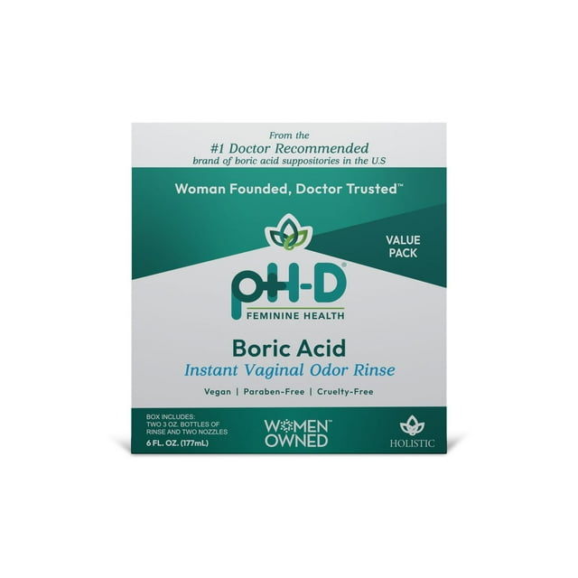 PH-D RINÇAGE INSTANTANÉ D'ODEURS VAGINALES AVEC ACIDE BORIQUE - 2PACK