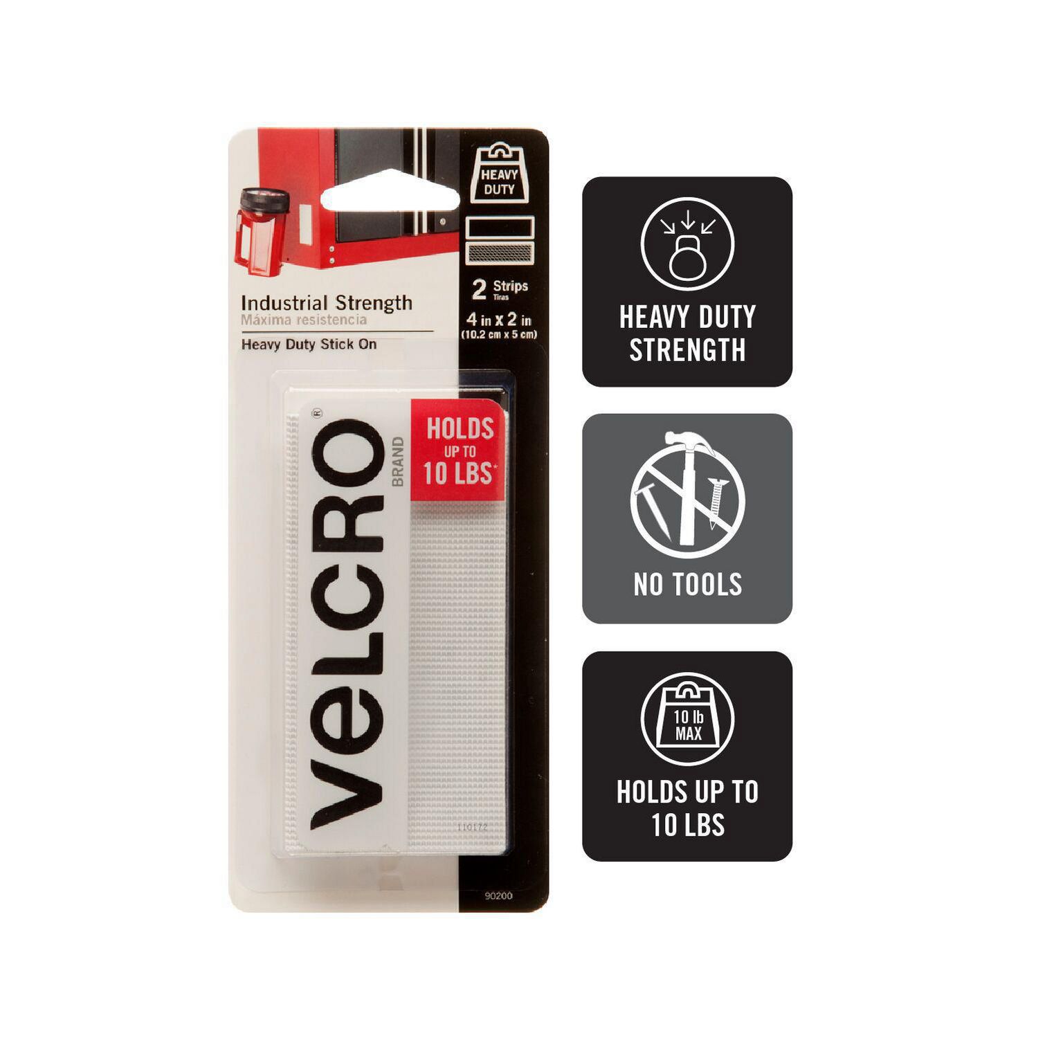 VELCRO® Brand Heavy Duty Industrial Strength, 2 Sets, 4 x 2 (10.1cm x  5cm) 