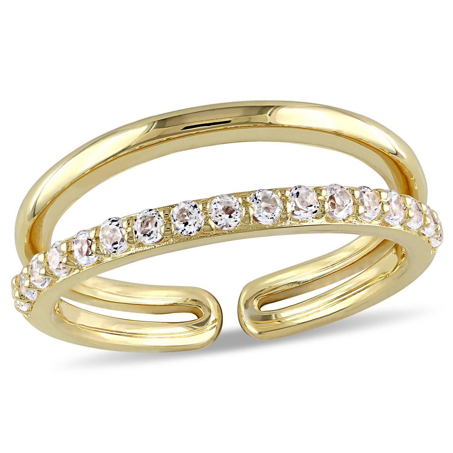 Miabella 3/4 Carat T.G.W. White Topaz Yellow Rhodium-Plated Sterling Silver Anniversary Ring