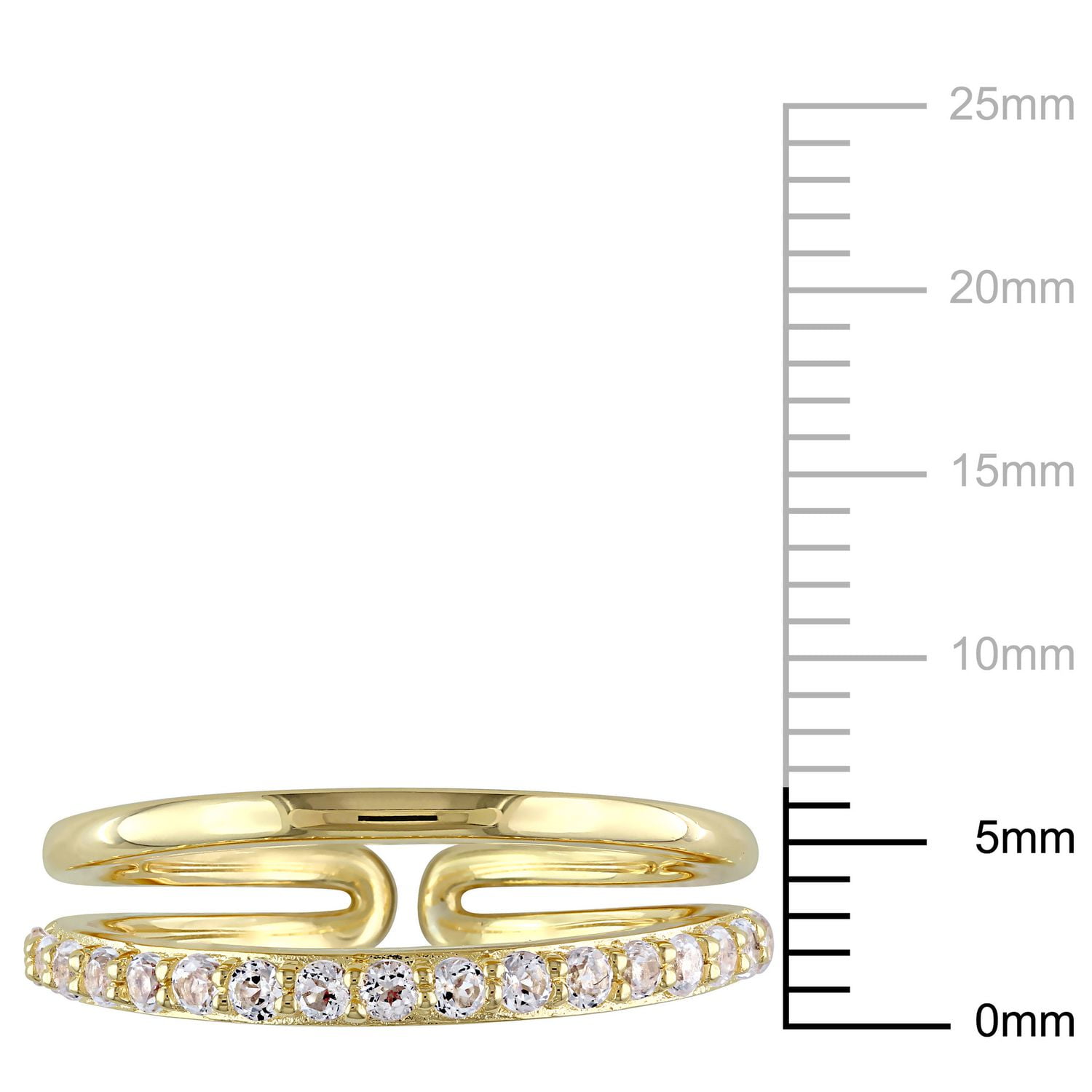 Bague d'anniversaire Miabella avec topazes blanches 3/4 CT PBT en argent sterling plaqué de rhodium jaune