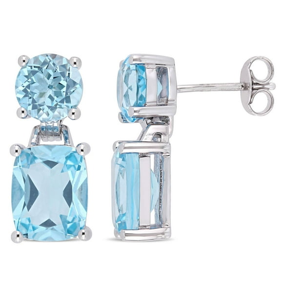 Tangelo 11-1/6 Carat T.G.W. Blue Topaz Sterling Silver Dangle Earrings