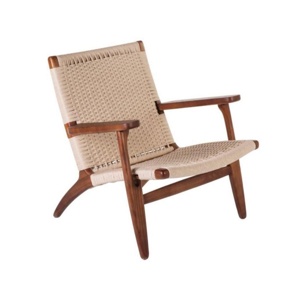 Heavenly Collection Walnut Rattan Weave Beige Lounge Chair | Walmart Canada