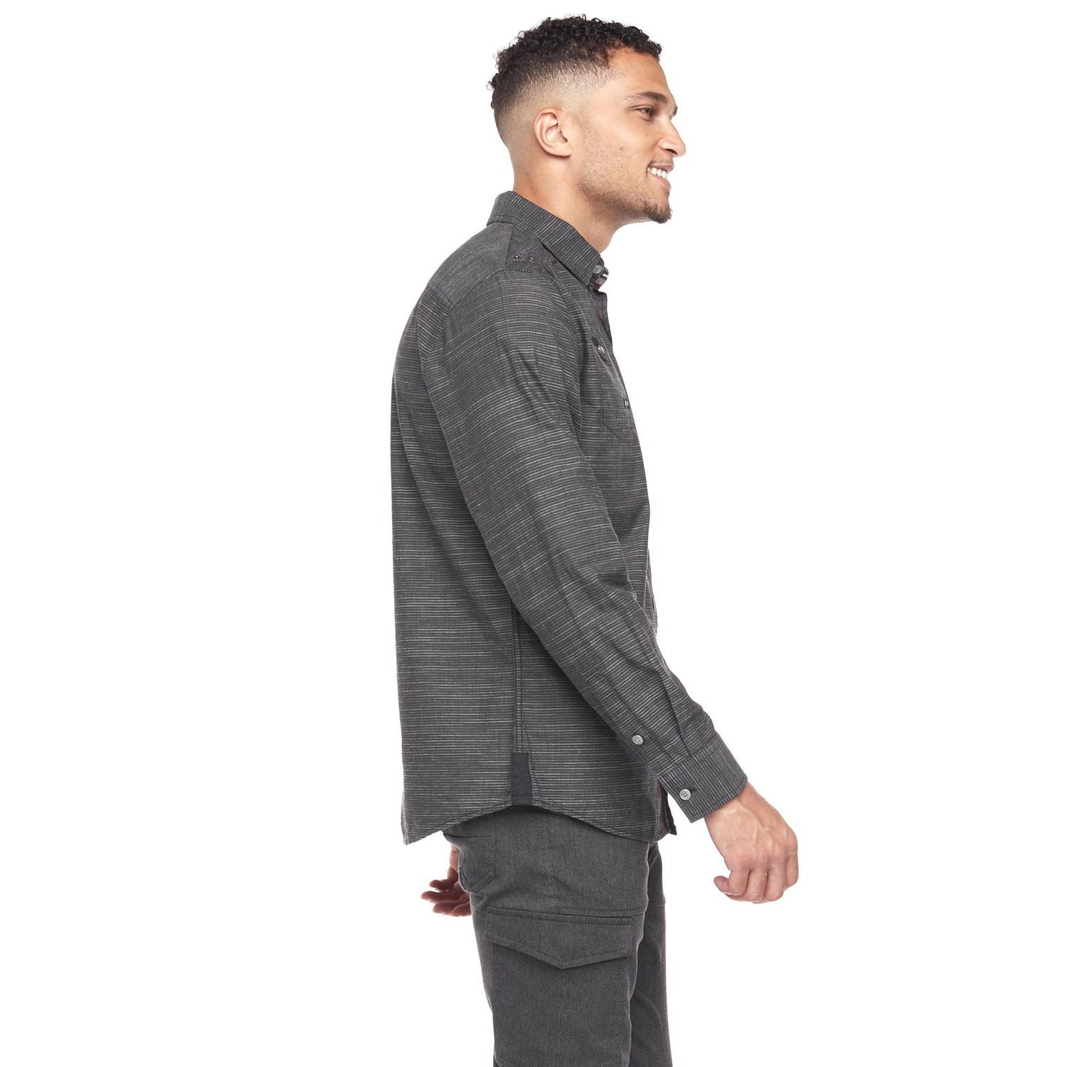 Chemise Dark Black avec poches et à manches longues pour homme