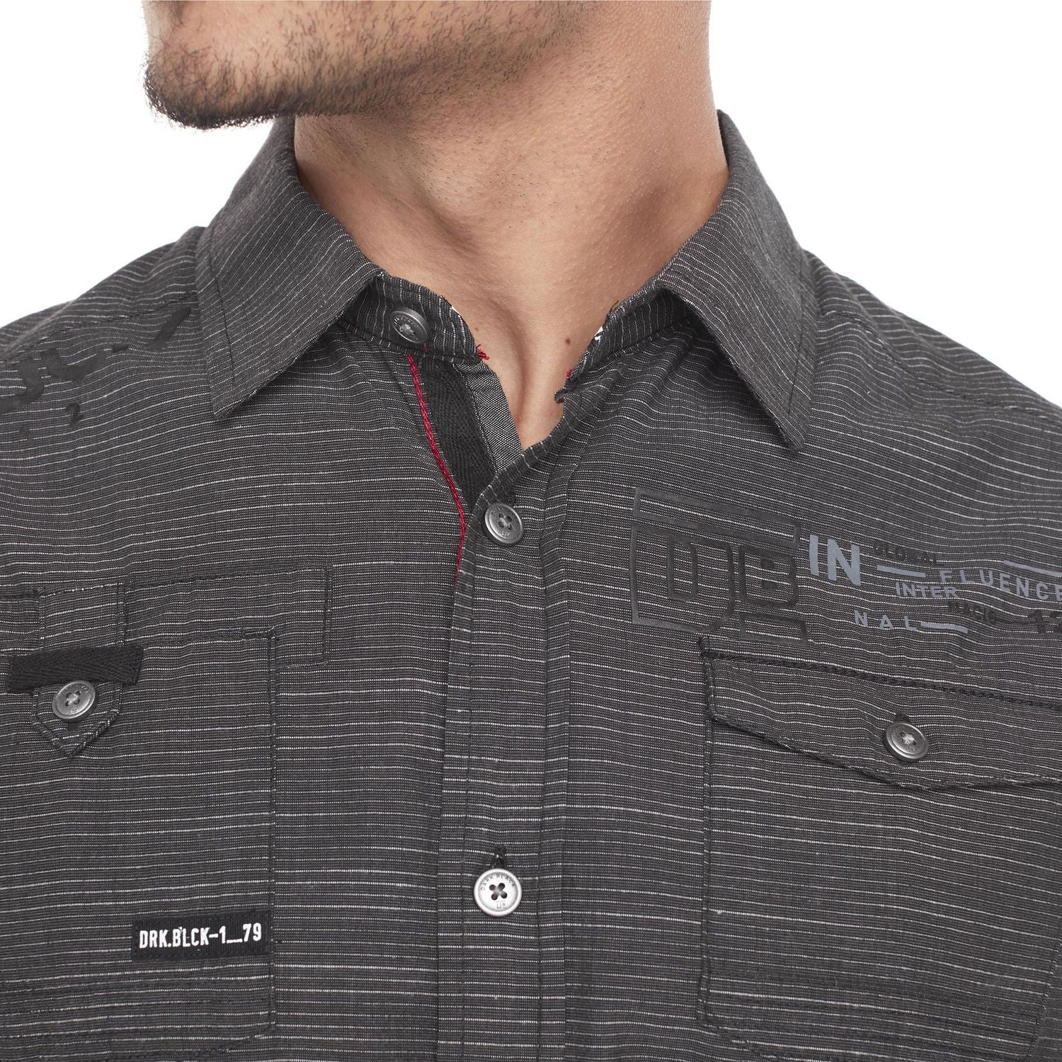 Chemise Dark Black avec poches et à manches longues pour homme