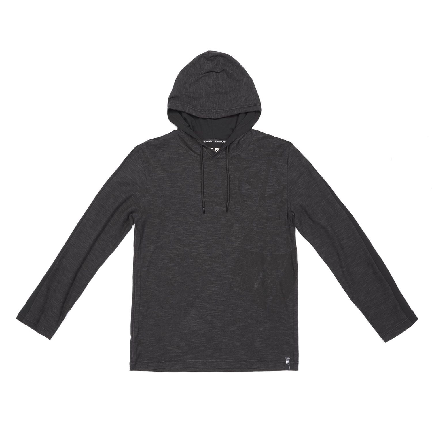 Dark Black Men's Long-Sleeve Hooded T-Shirt