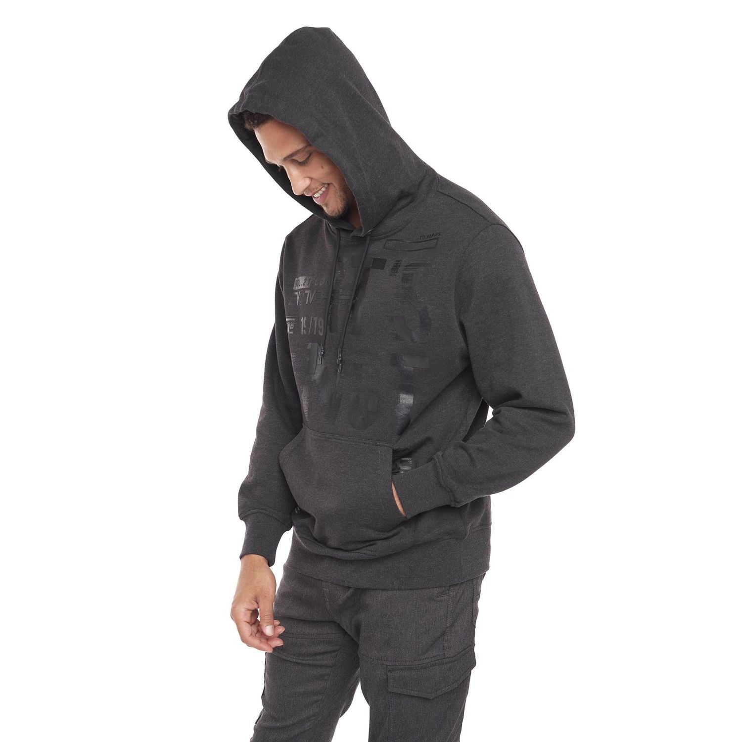 Dark Black Men's Long-Sleeve Hooded Sweatshirt